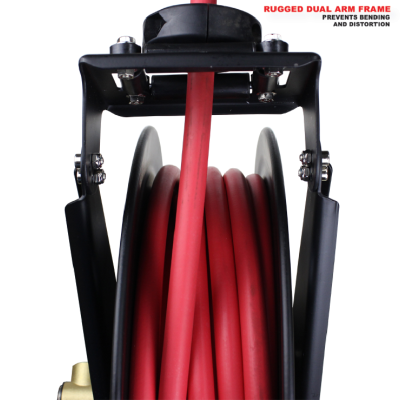 Milton Stainless Steel Hose Reel Retractable, 3/8 ID x 25'  Ultra-Lightweight Rubber hose w/ 1/4 NPT, 300 PSI — Milton® Industries Inc.